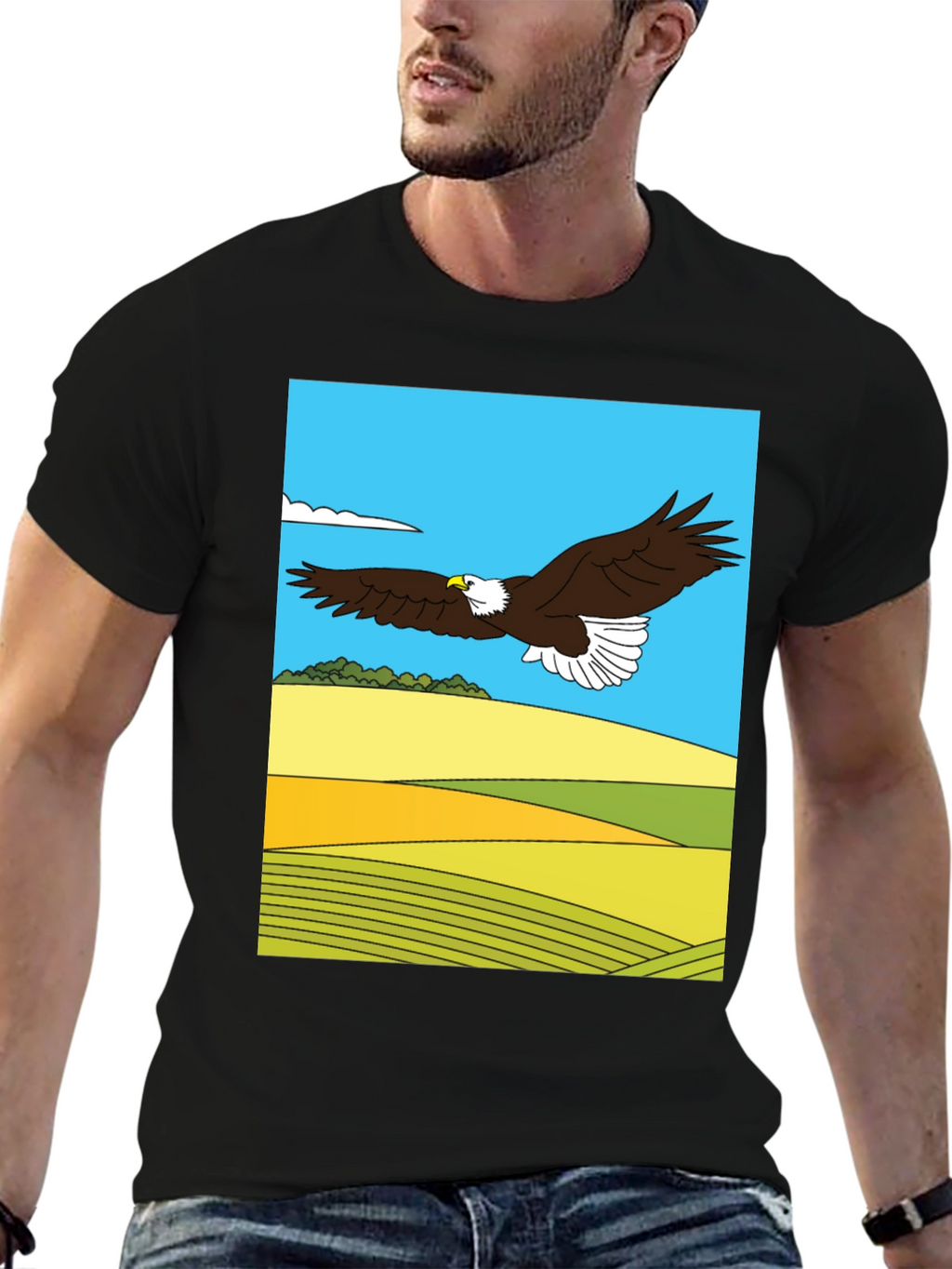 Eagle Landscape Graphic Tee - Black
