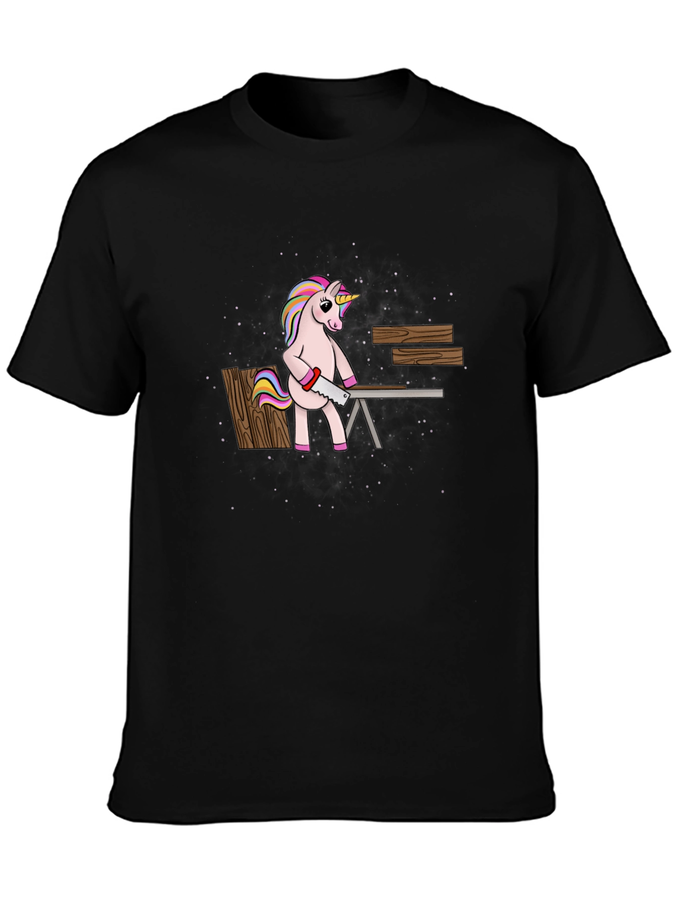 Unicorn Carpenter T-Shirt - Black Graphic Tee