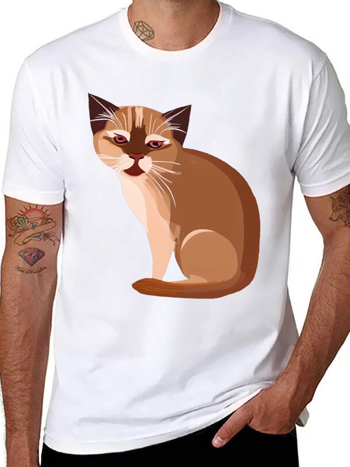 Cat Graphic Black T-Shirt