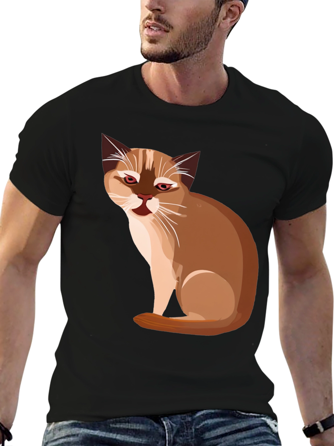 Cat Graphic Black T-Shirt
