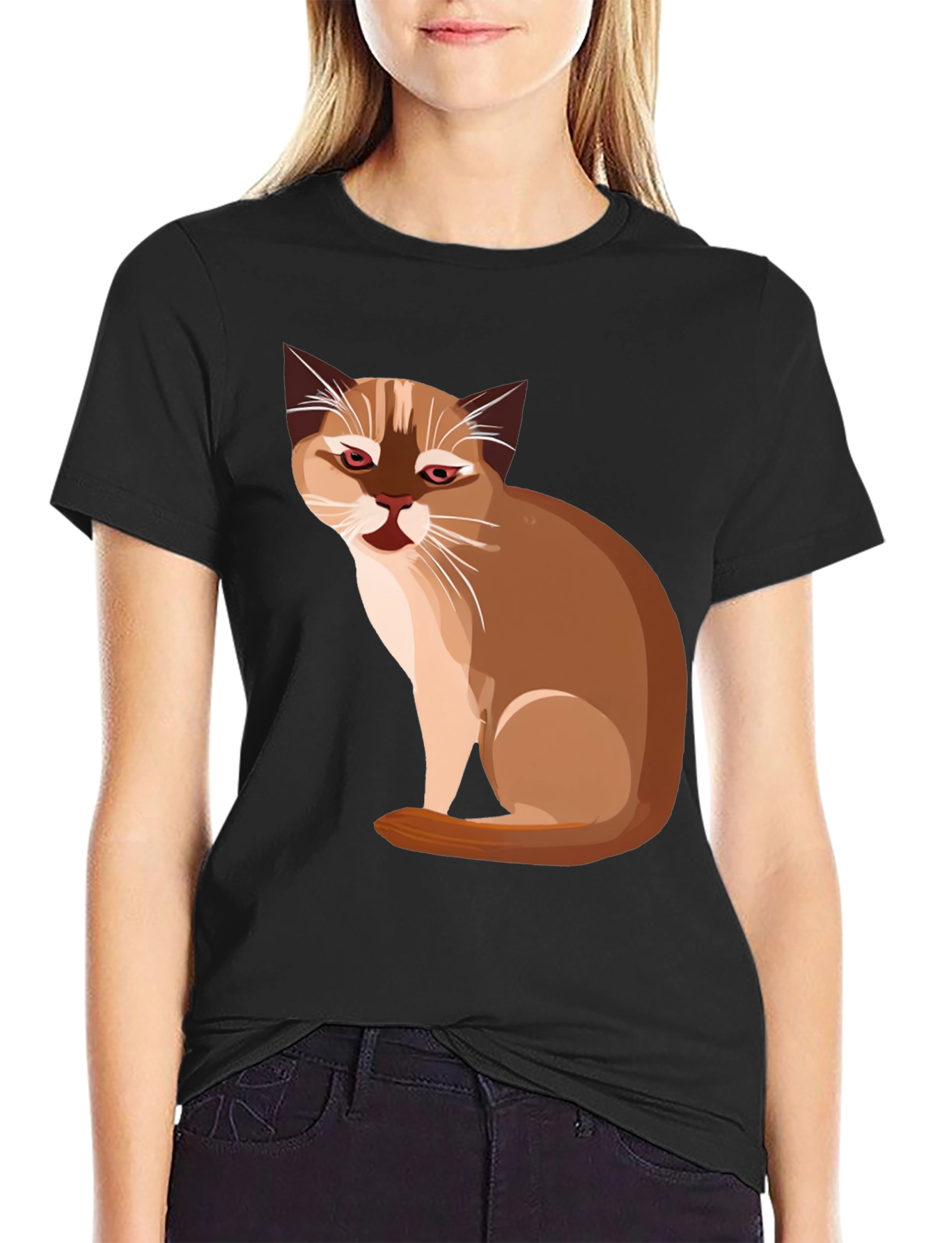 Cat Graphic Black T-Shirt
