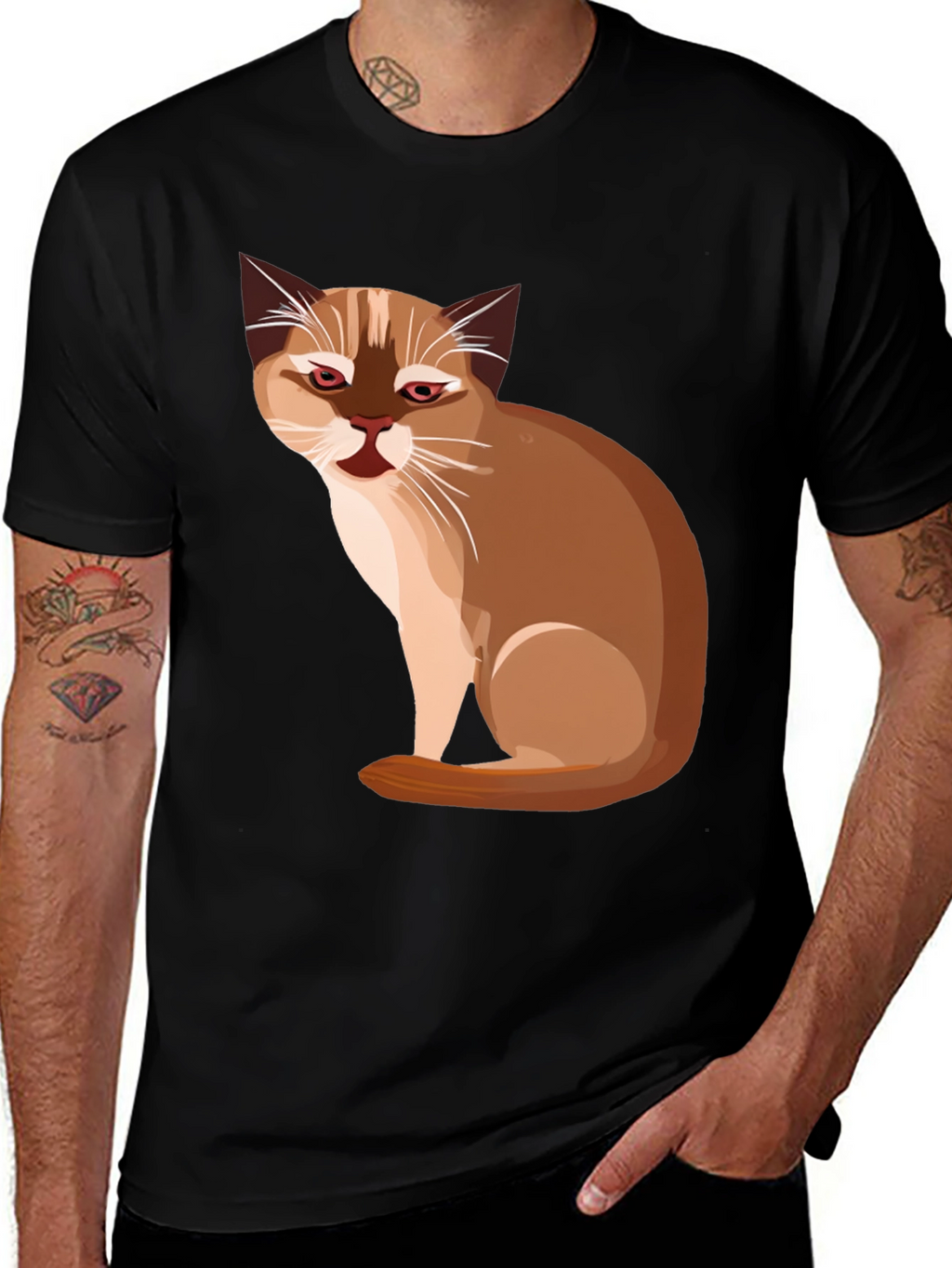 Cat Graphic Black T-Shirt