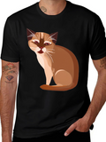 Cat Graphic Black T-Shirt