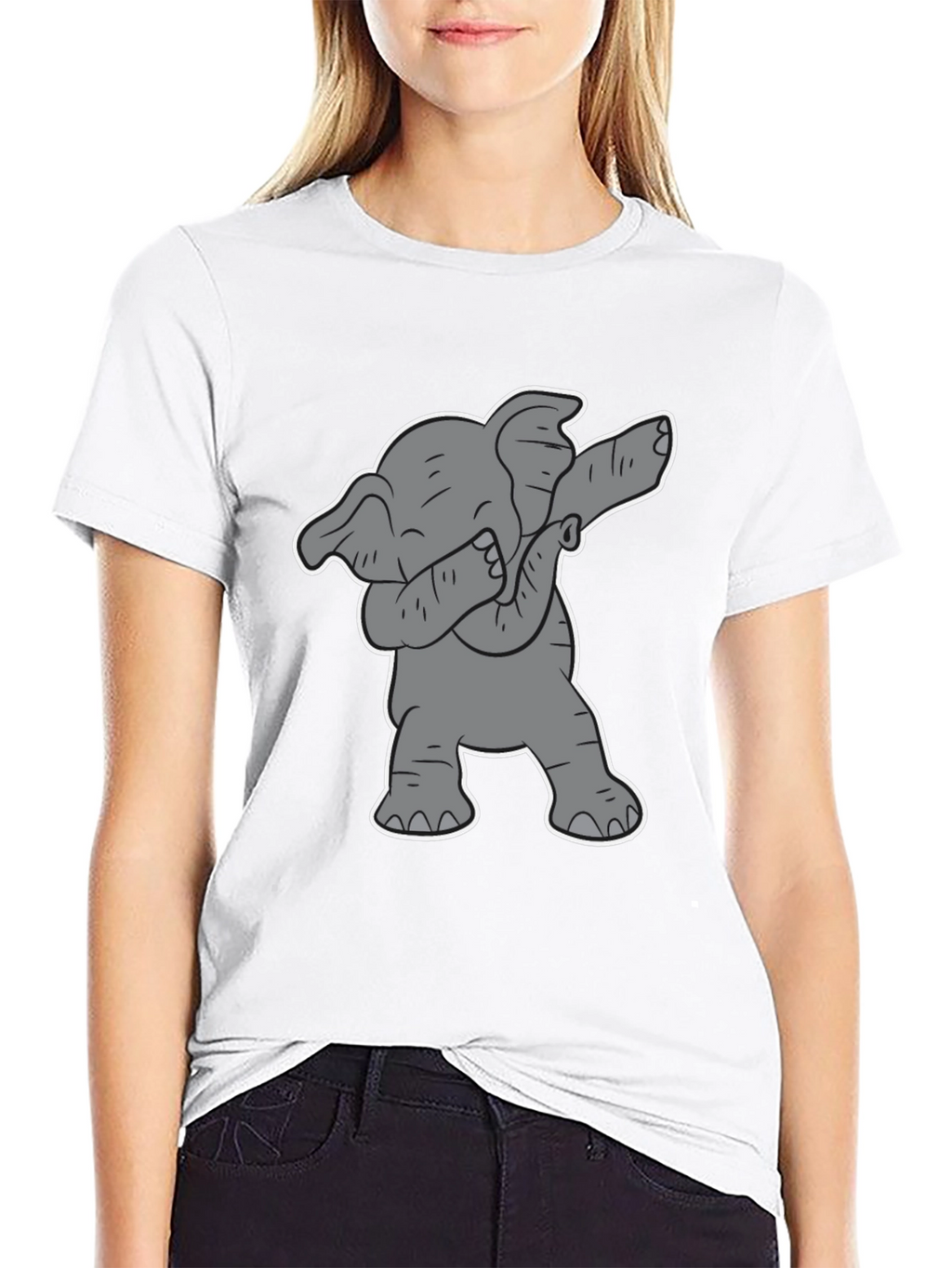 Dabbing Elephant Graphic Tee - Black Cotton Shirt