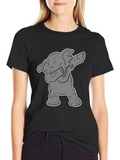 Dabbing Elephant Graphic Tee - Black Cotton Shirt