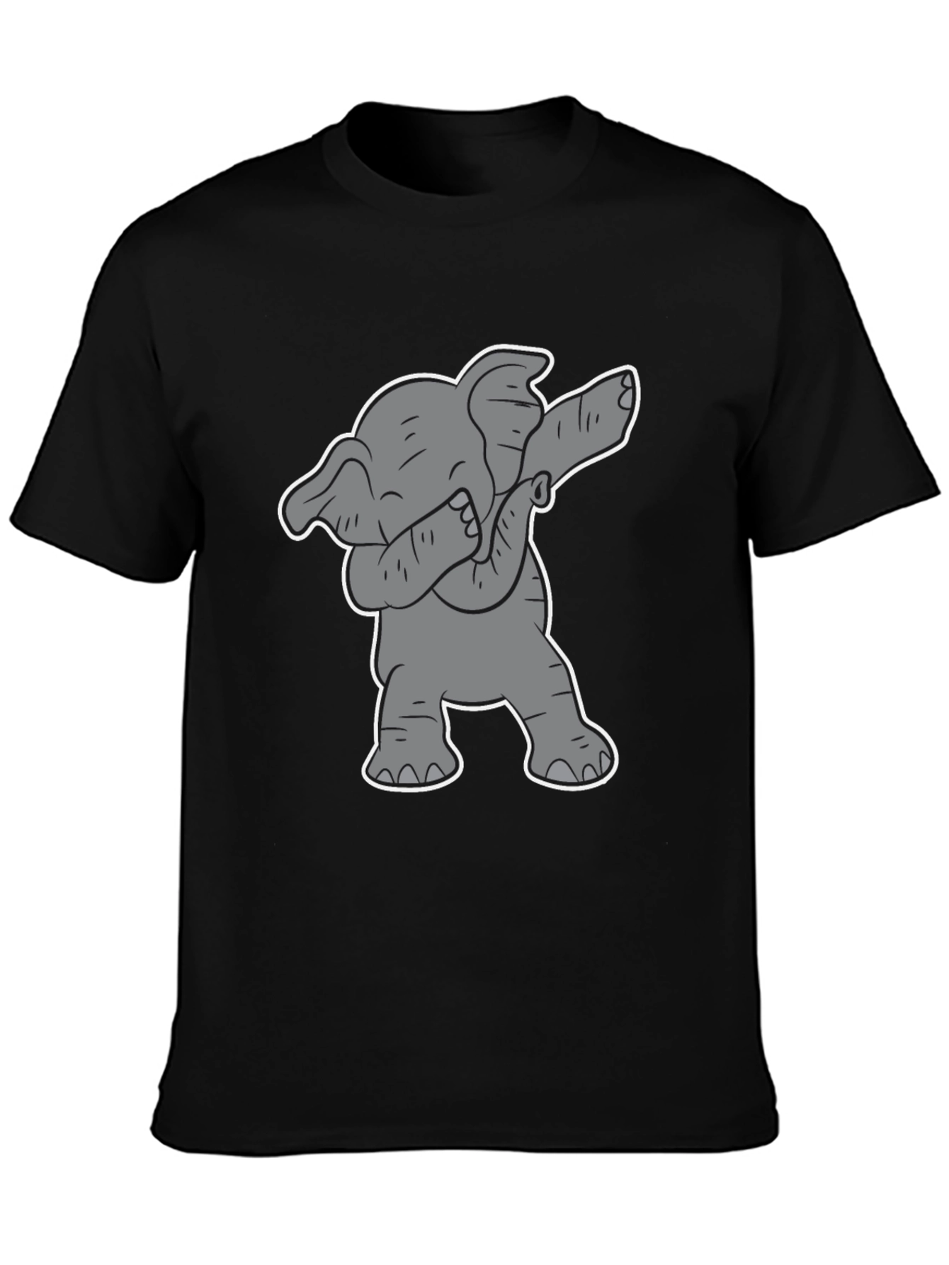 Dabbing Elephant Graphic Tee - Black Cotton Shirt
