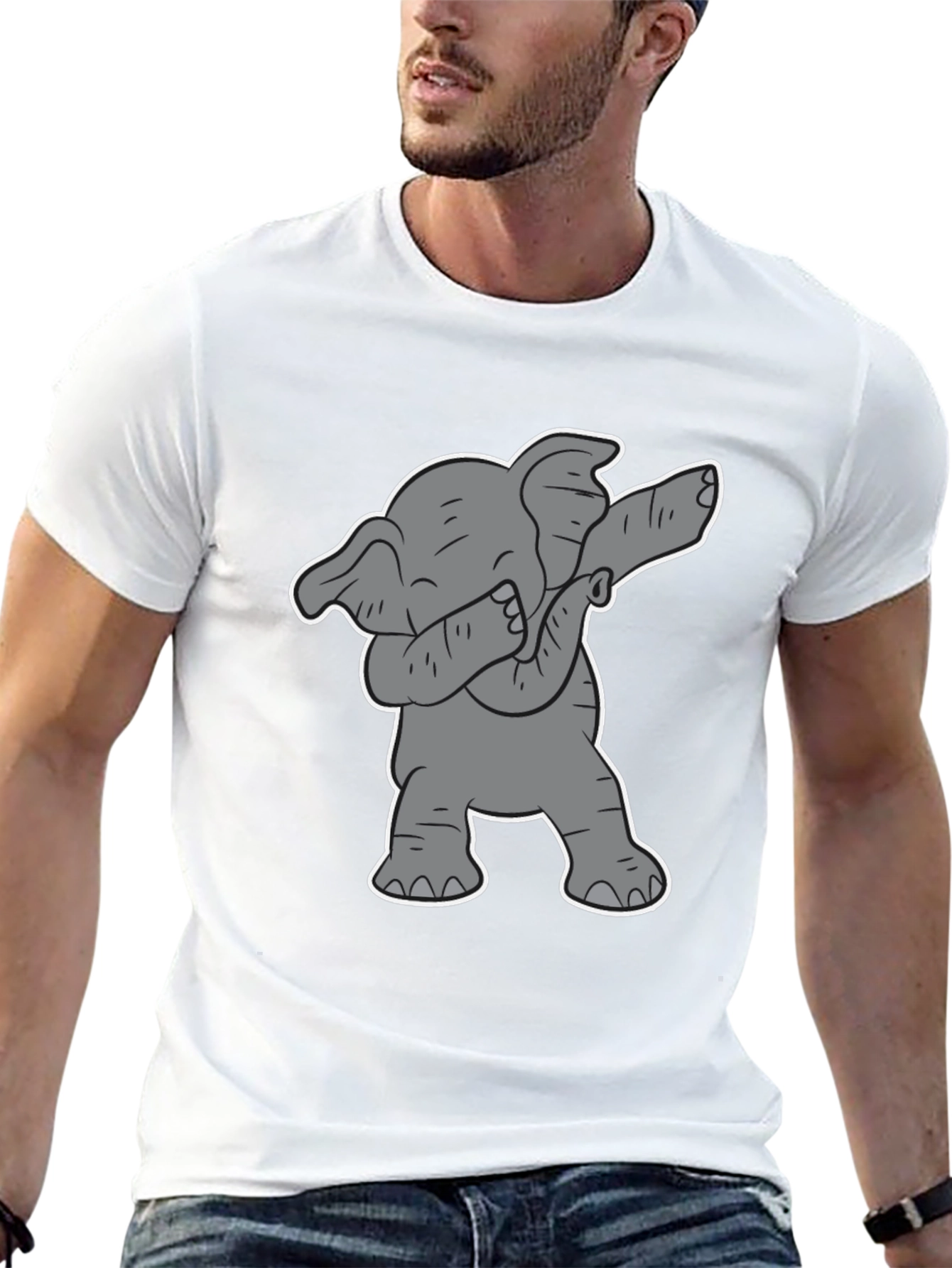 Dabbing Elephant Graphic Tee - Black Cotton Shirt
