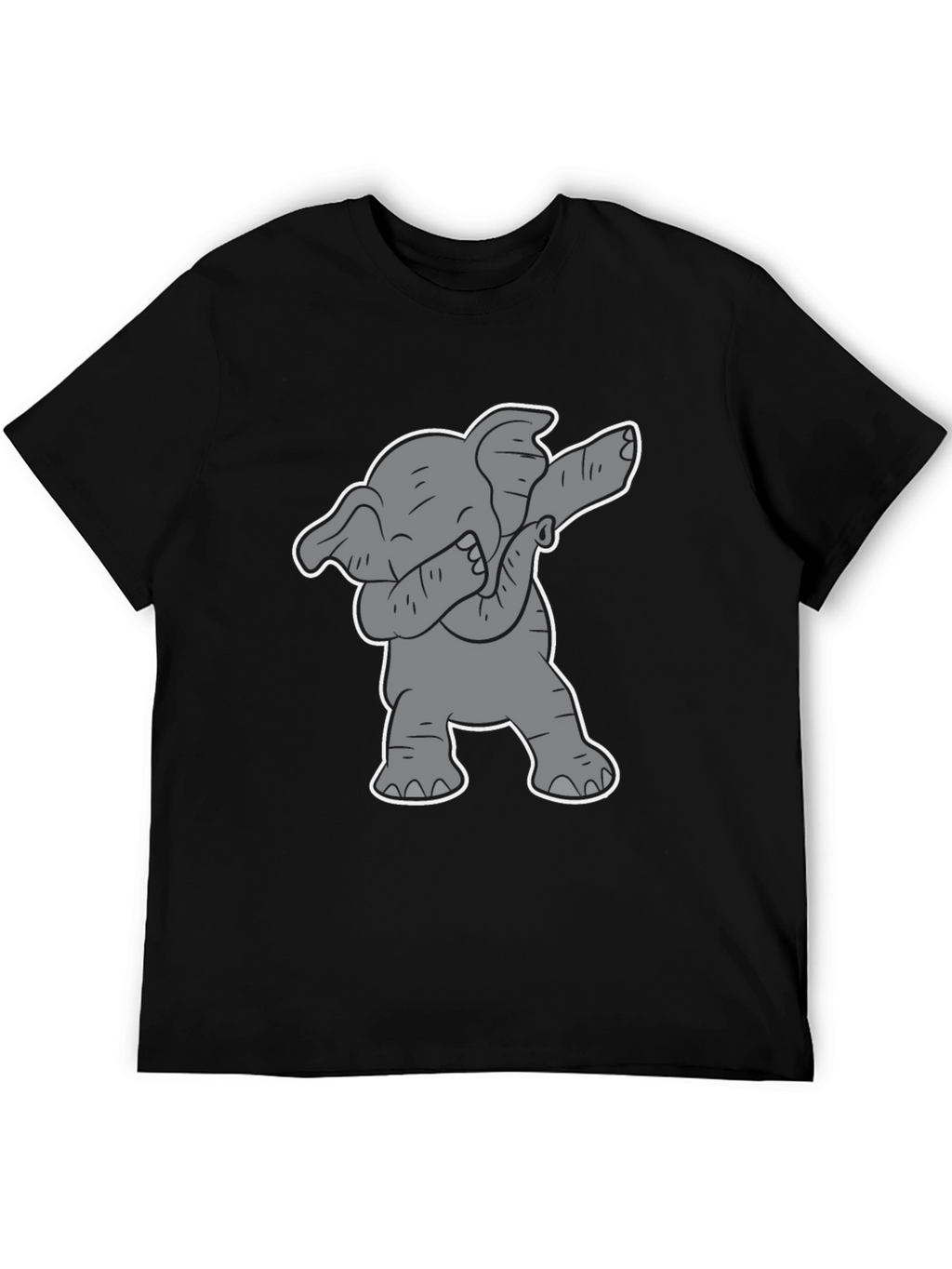 Dabbing Elephant Graphic Tee - Black Cotton Shirt