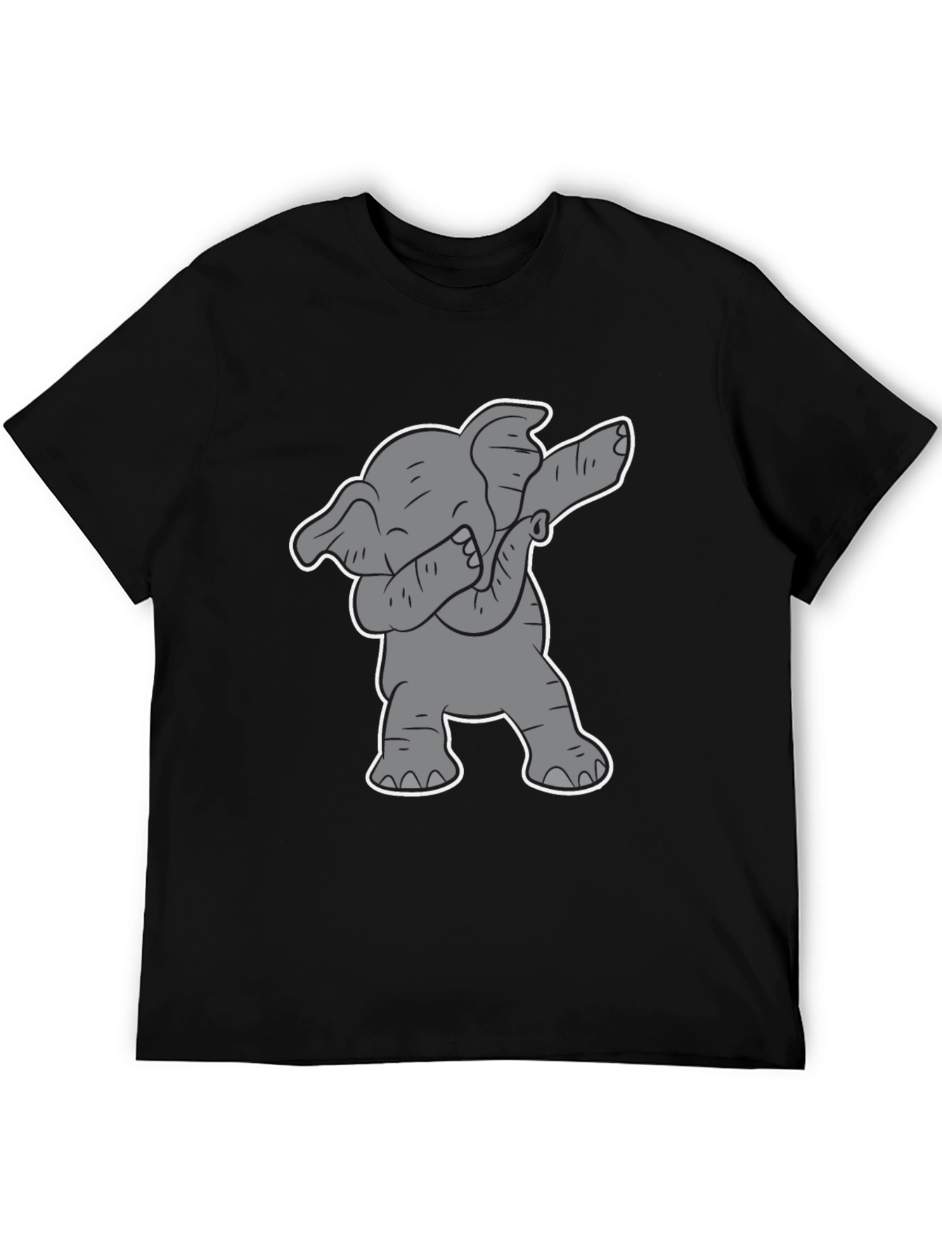 Dabbing Elephant Graphic Tee - Black Cotton Shirt