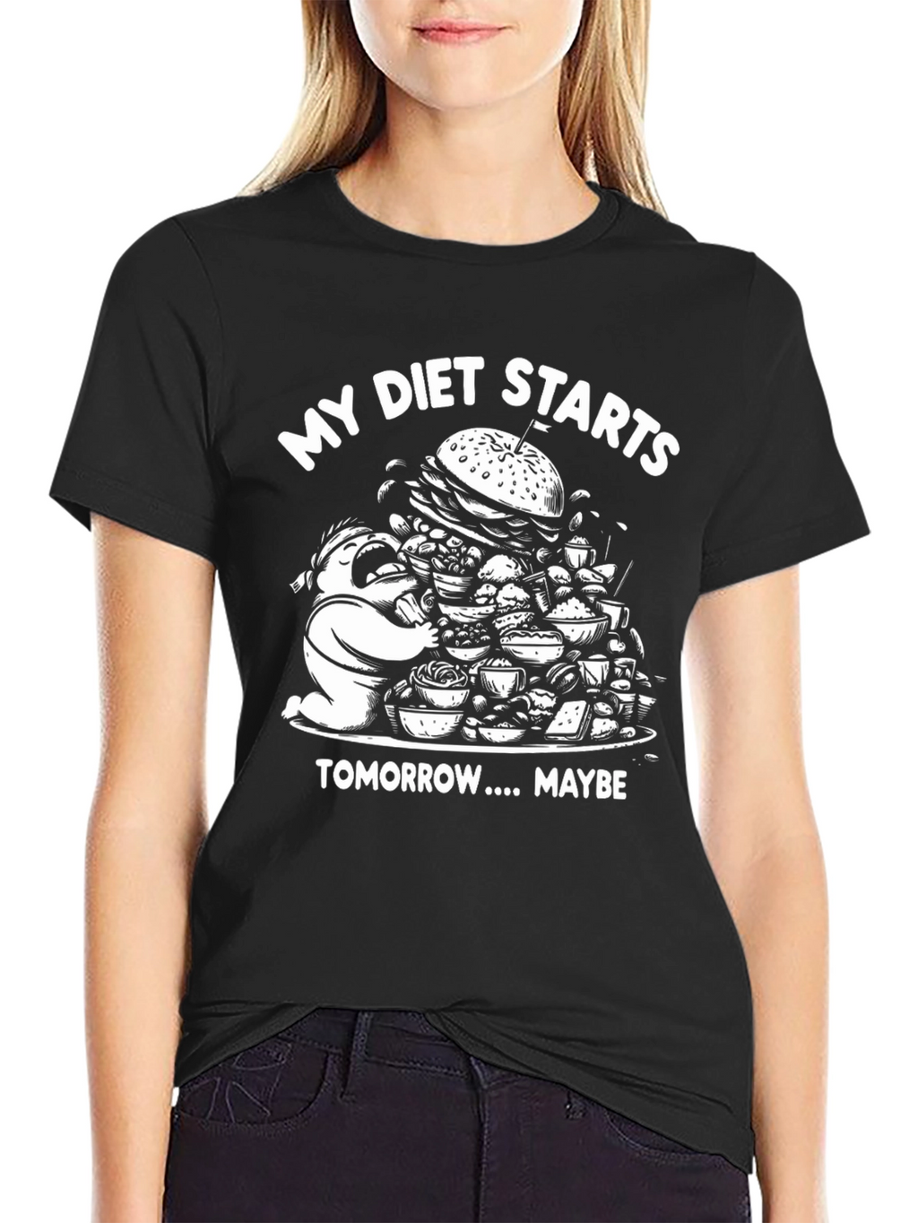 Funny Diet T-Shirt - Starts Tomorrow Maybe!