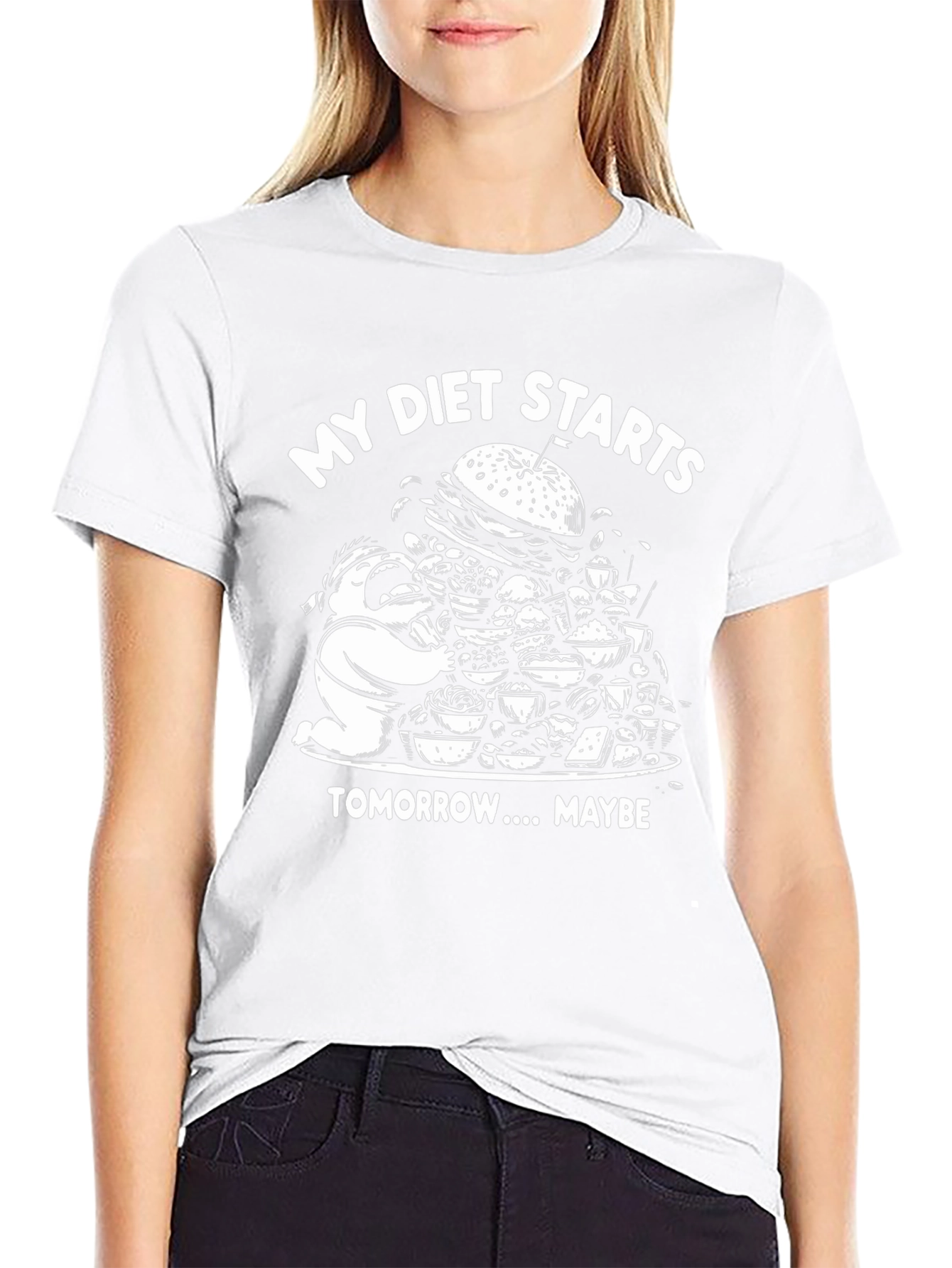 Funny Diet T-Shirt - Starts Tomorrow Maybe!