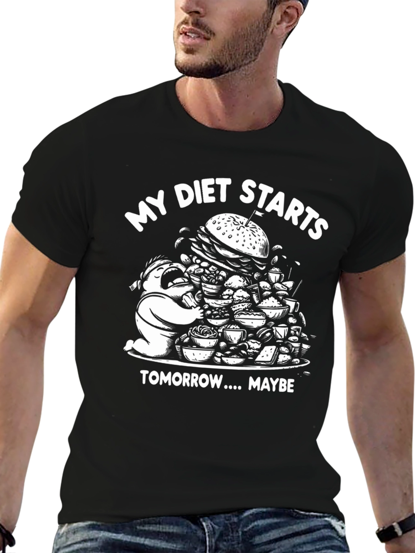 Funny Diet T-Shirt - Starts Tomorrow Maybe!