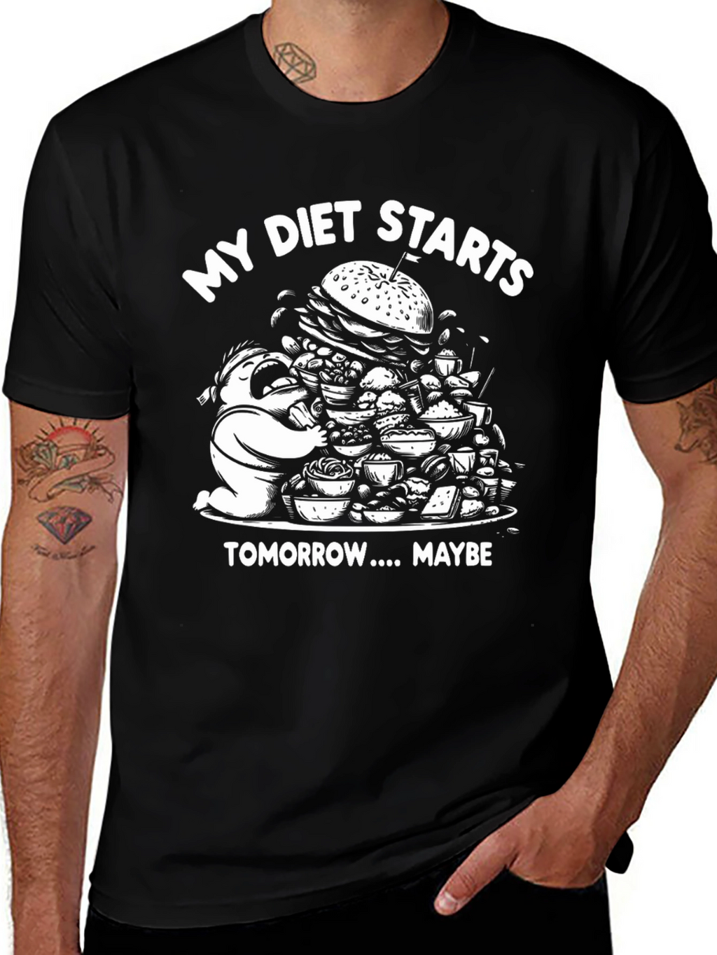 Funny Diet T-Shirt - Starts Tomorrow Maybe!