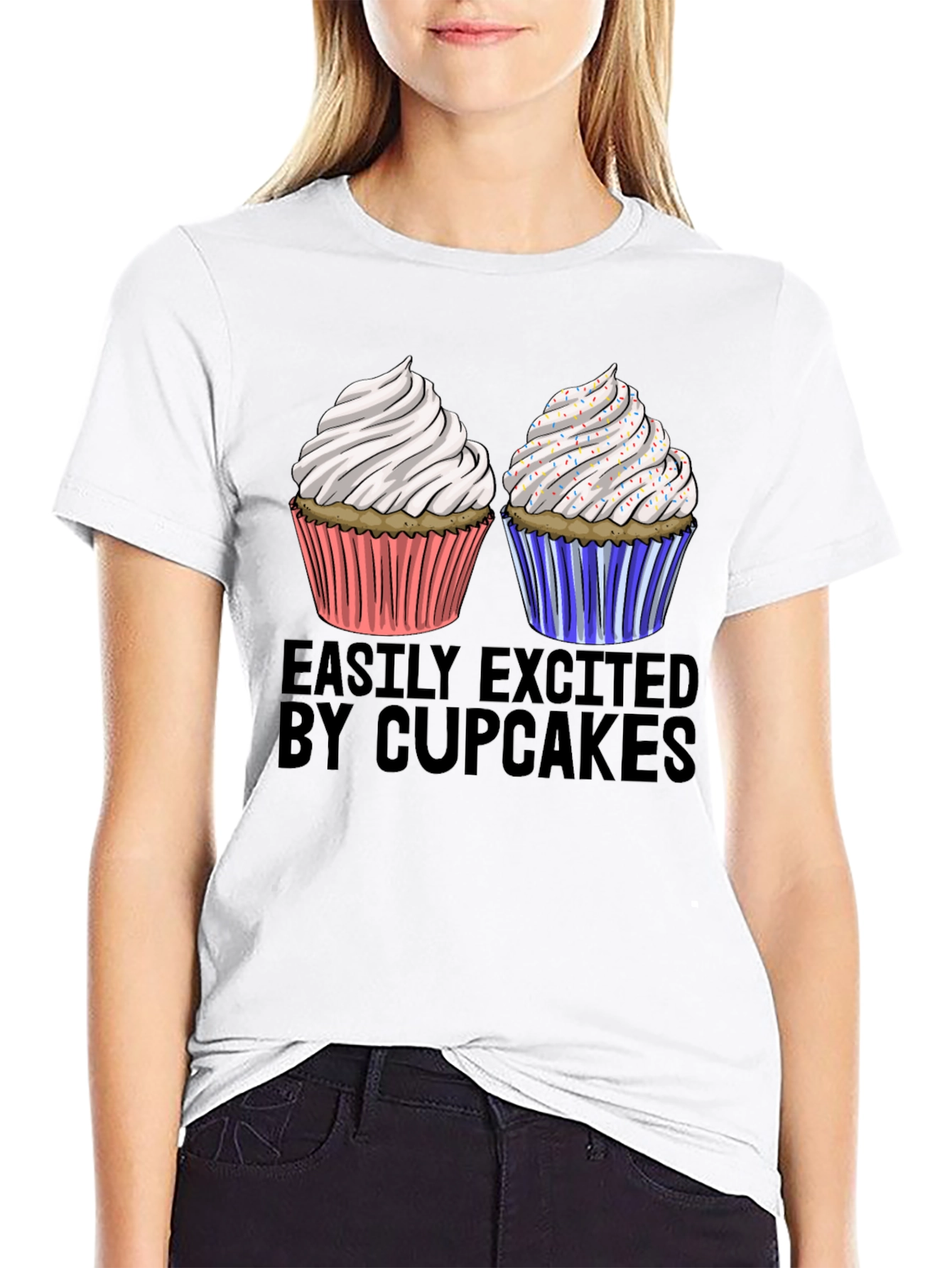 Easily Excited by Cupcakes Graphic Tee