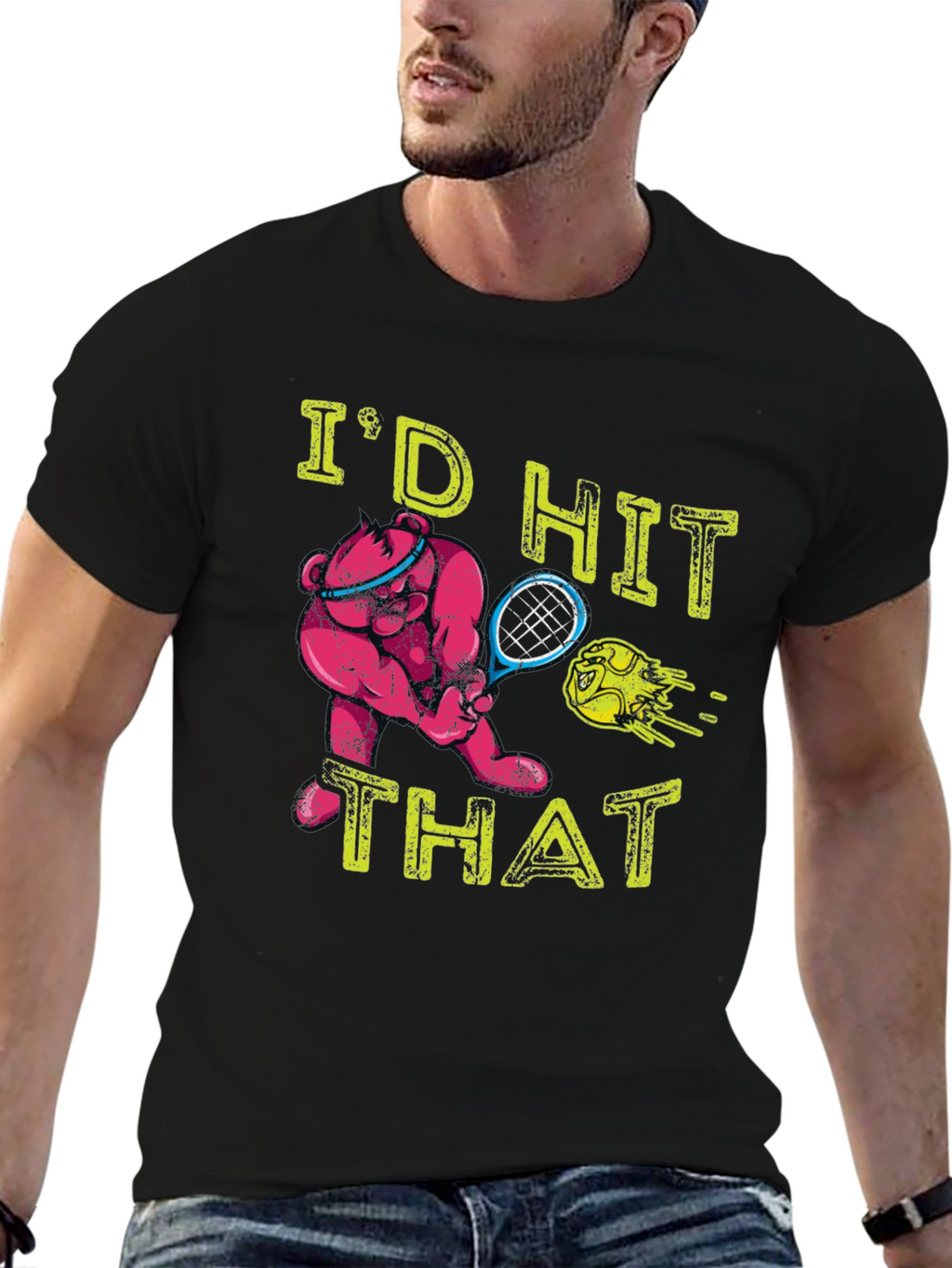 Tennis Bear Graphic T-Shirt - Id Hit That!