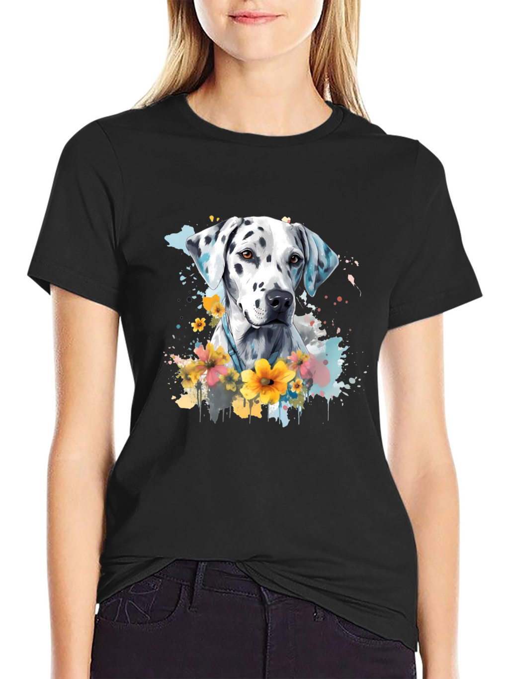 Dalmatian Dog Floral T-Shirt
