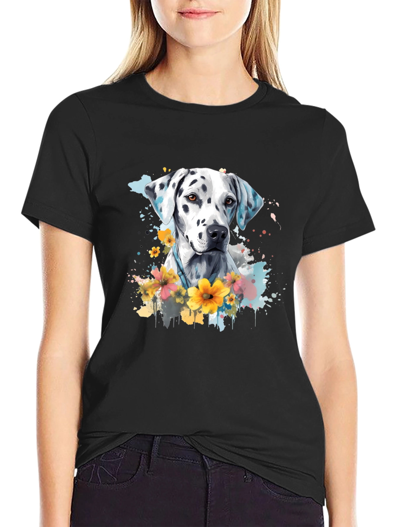 Dalmatian Dog Floral T-Shirt