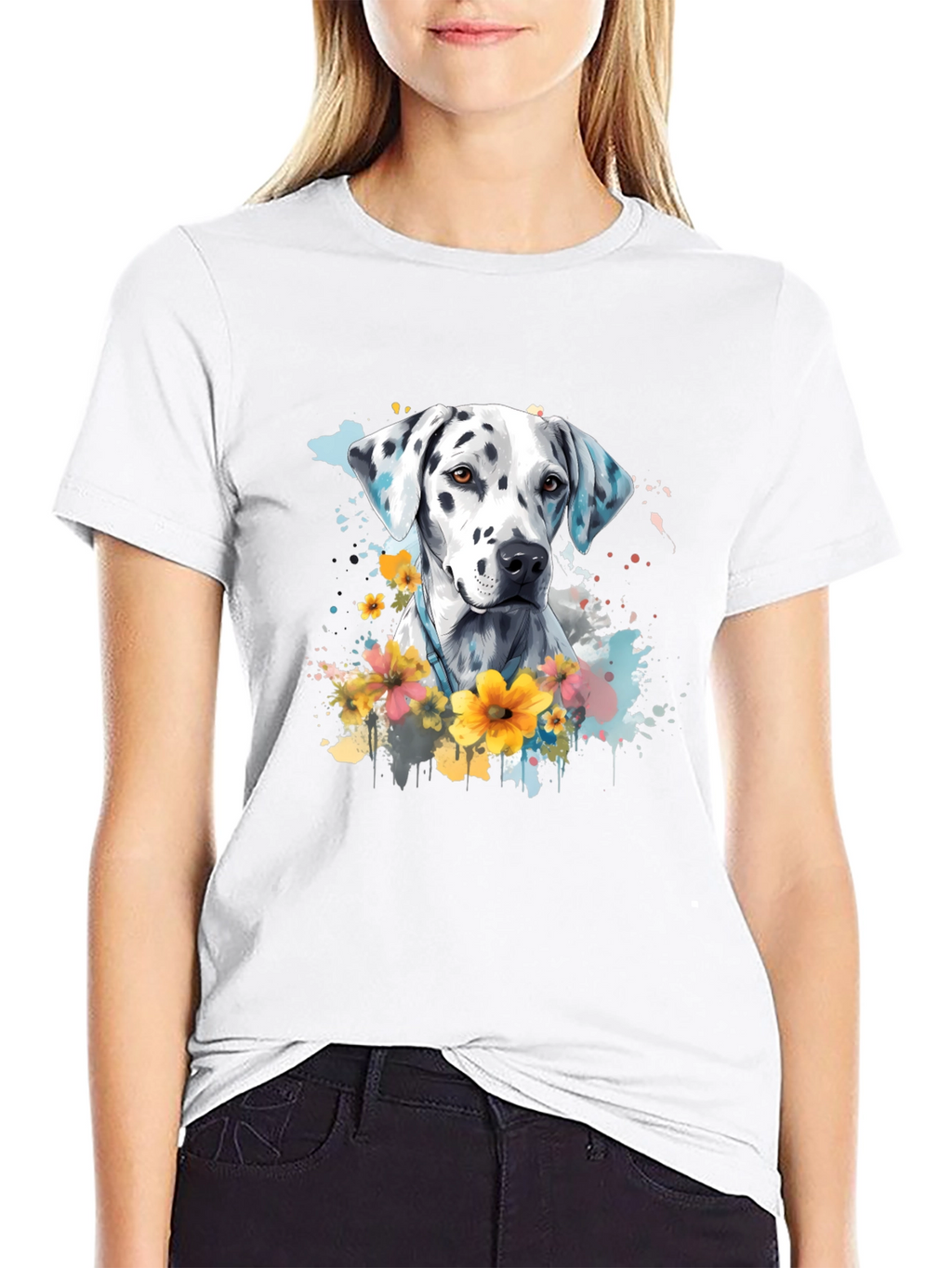 Dalmatian Dog Floral T-Shirt