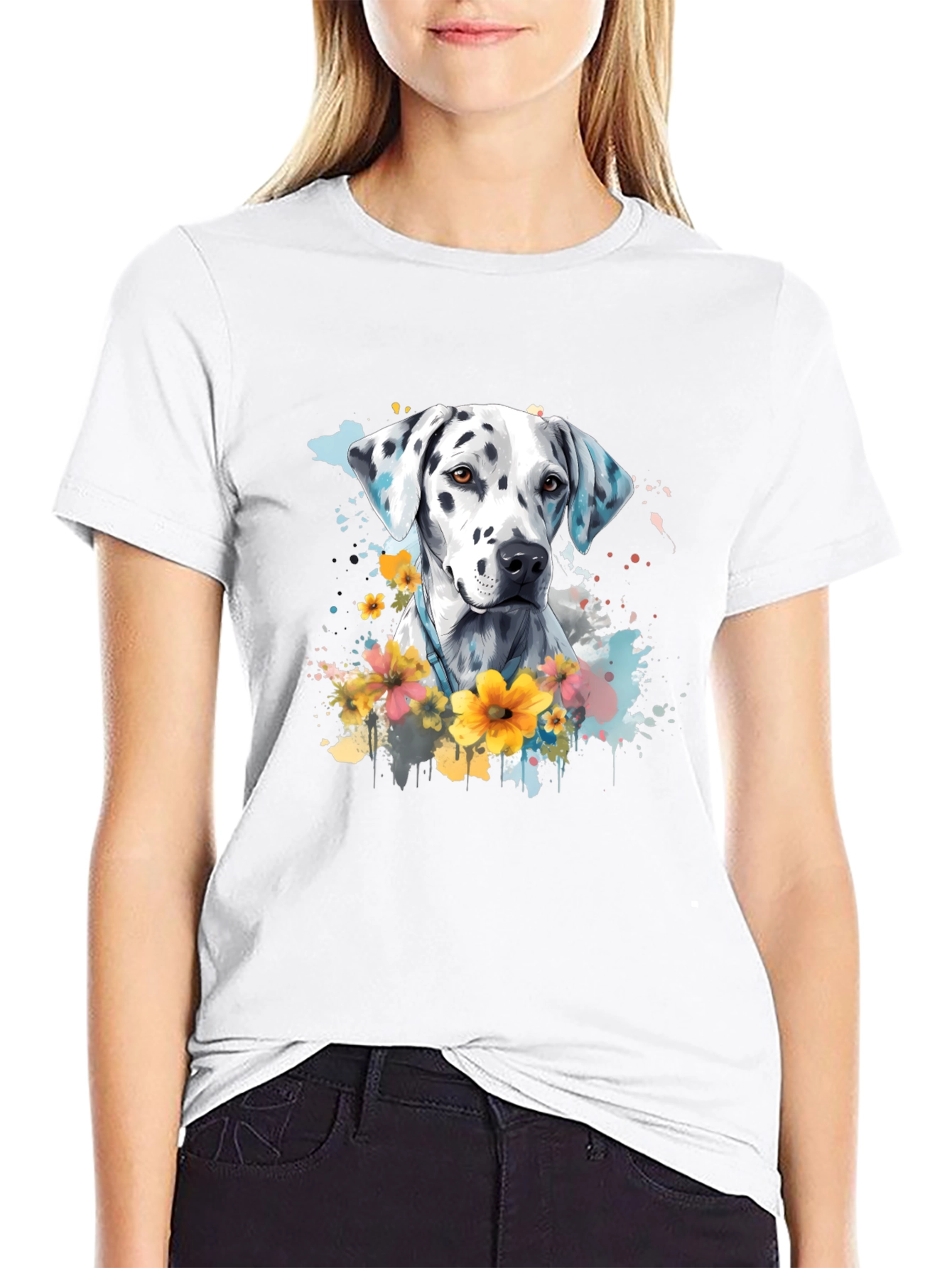 Dalmatian Dog Floral T-Shirt
