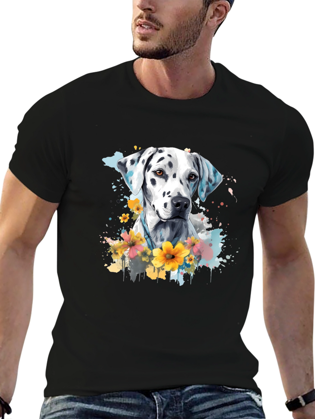 Dalmatian Dog Floral T-Shirt