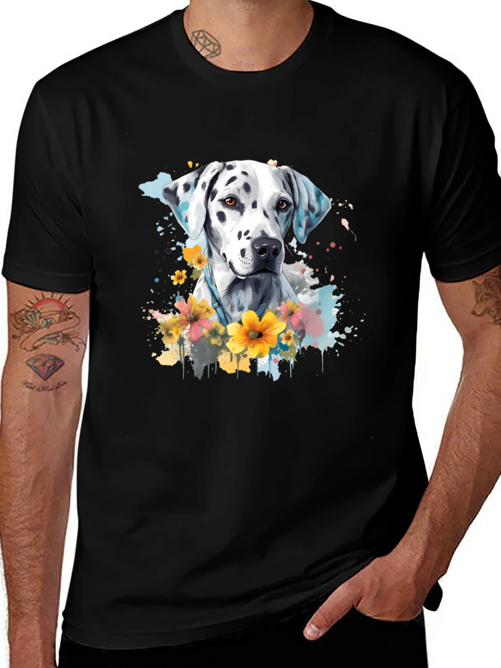 Dalmatian Dog Floral T-Shirt