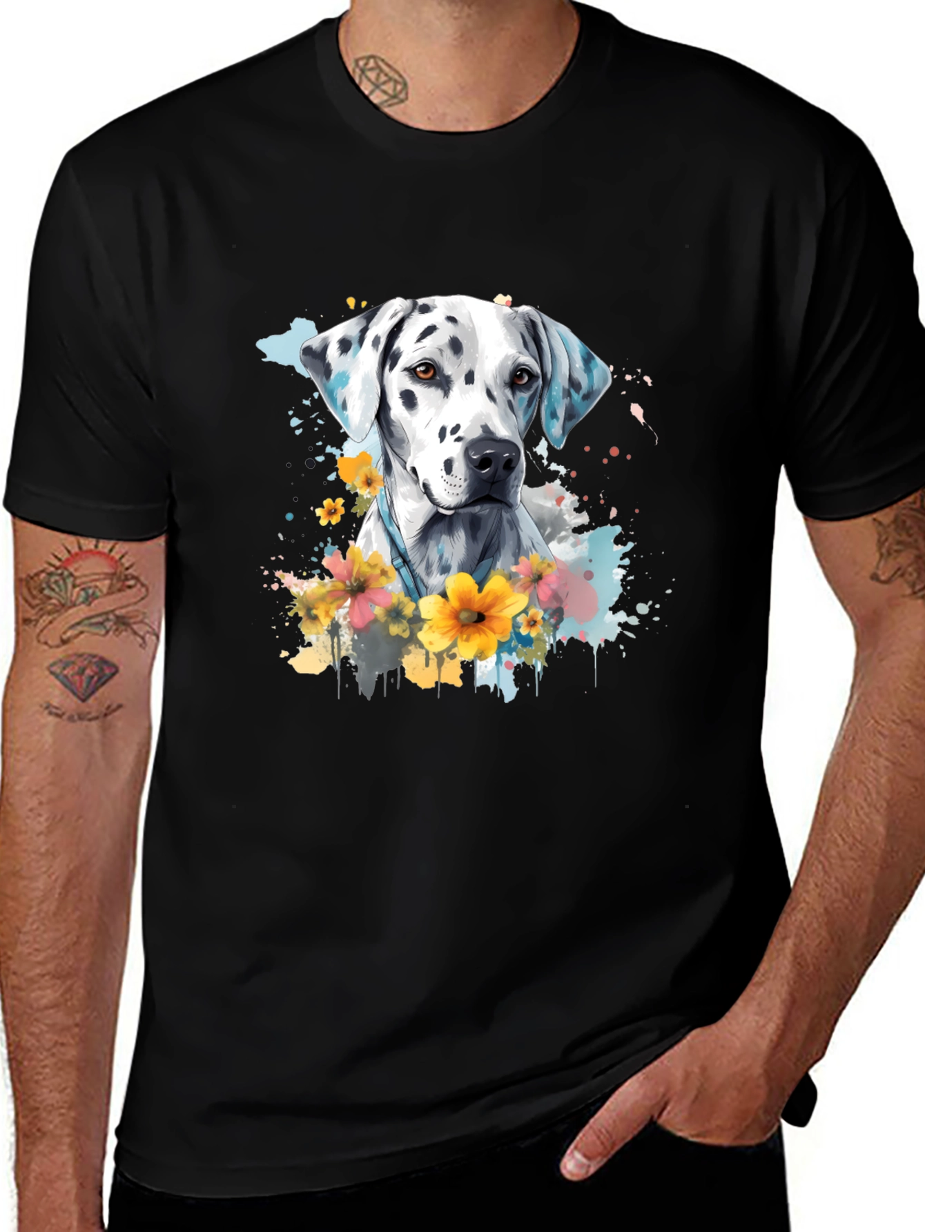 Dalmatian Dog Floral T-Shirt