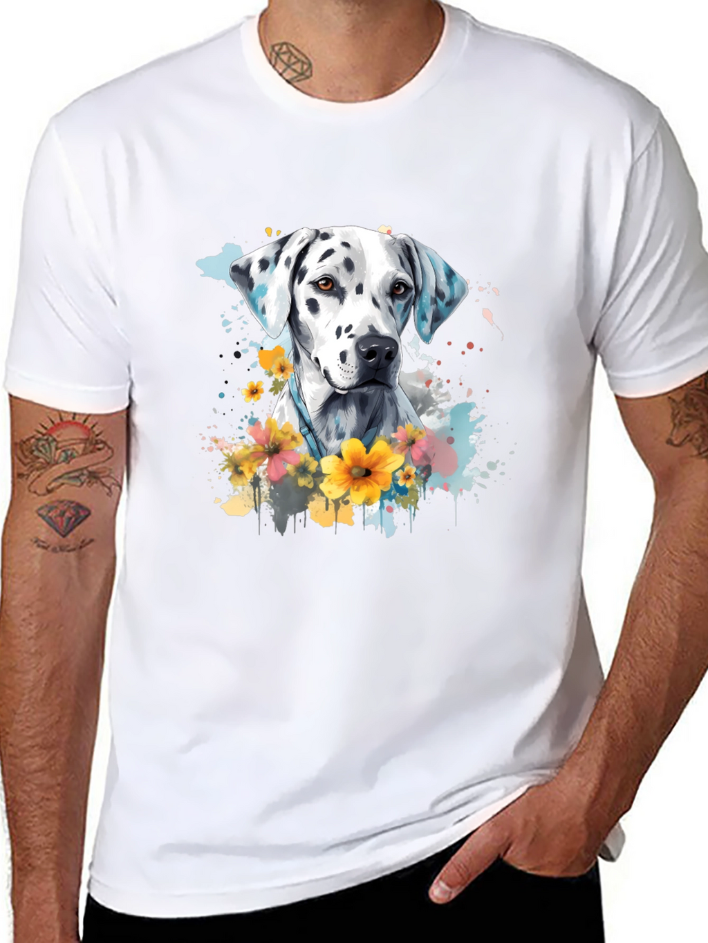 Dalmatian Dog Floral T-Shirt
