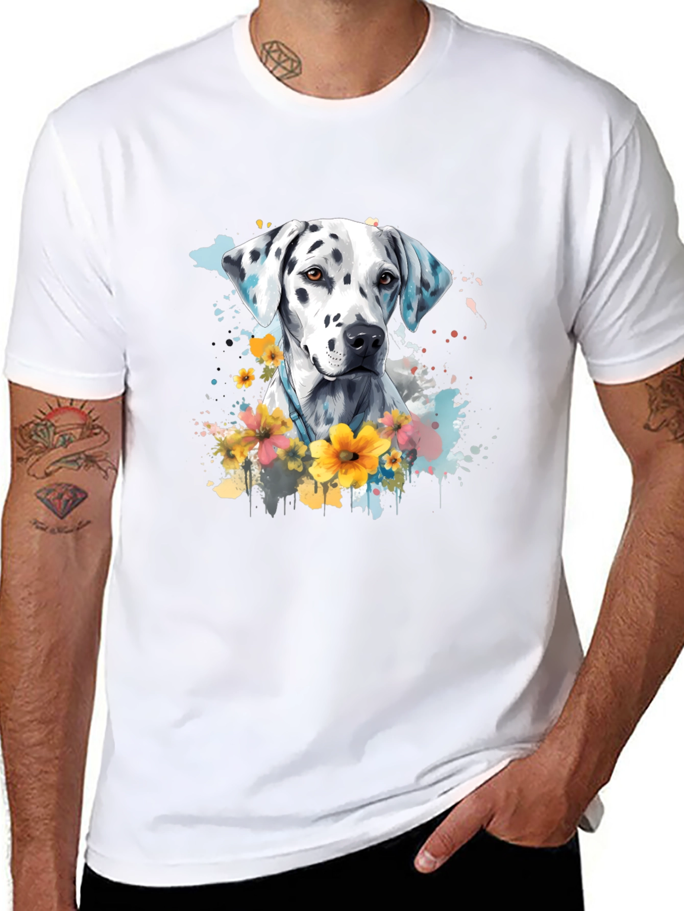 Dalmatian Dog Floral T-Shirt