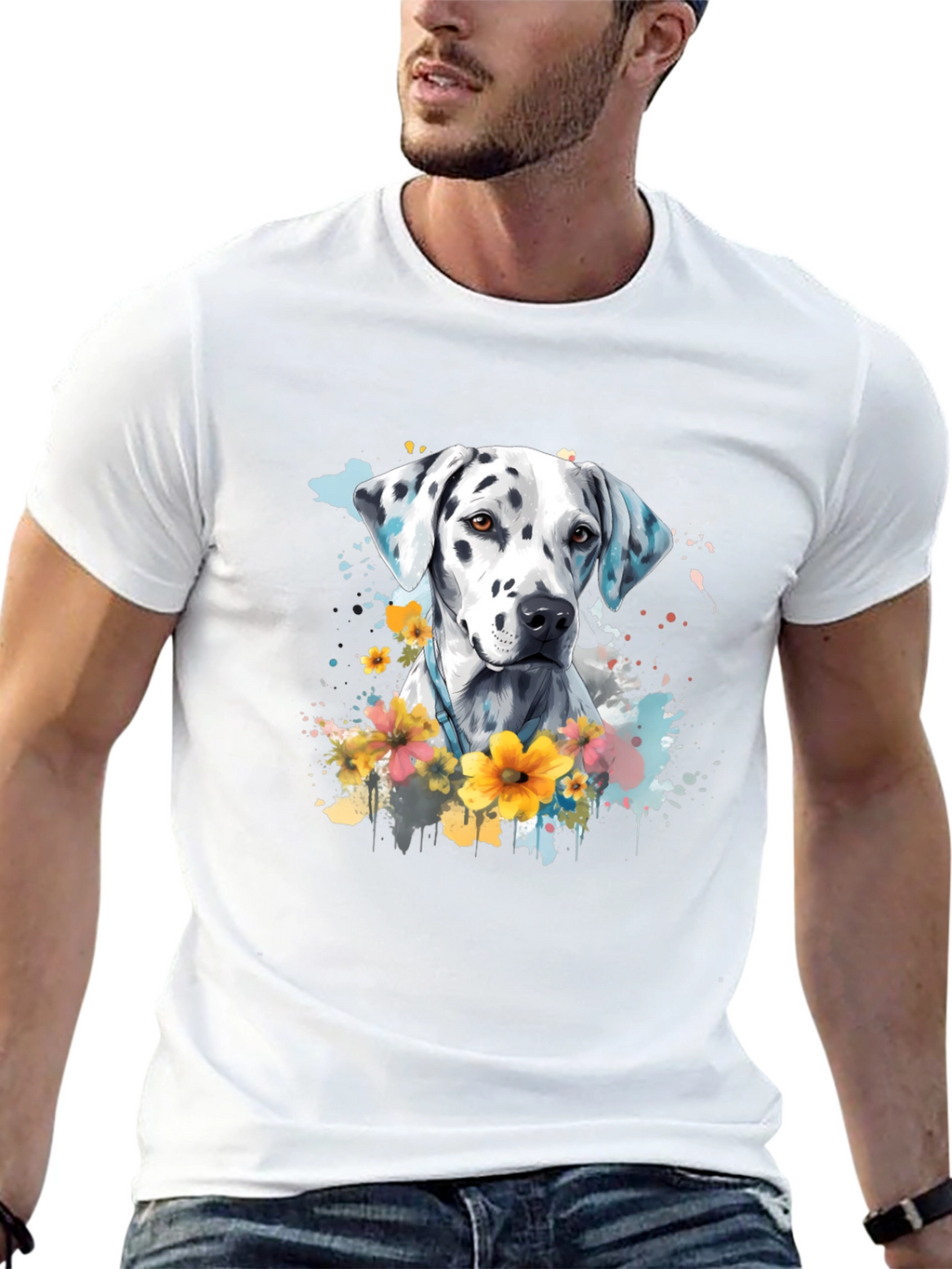 Dalmatian Dog Floral T-Shirt