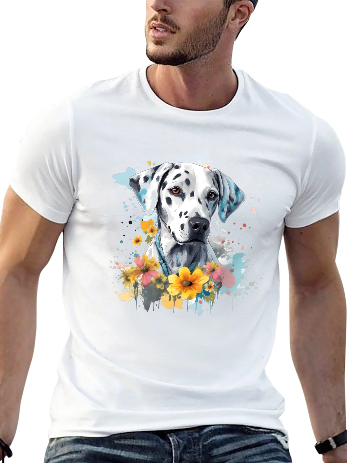Dalmatian Dog Floral T-Shirt