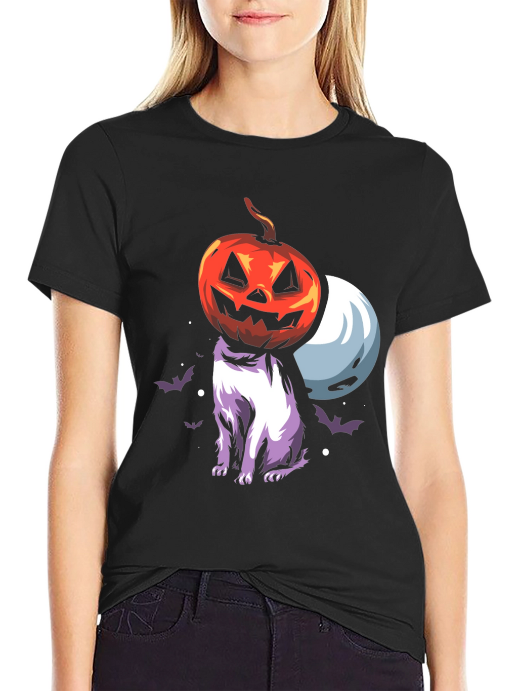 Halloween Pumpkin Cat T-Shirt - Spooky Season Tee