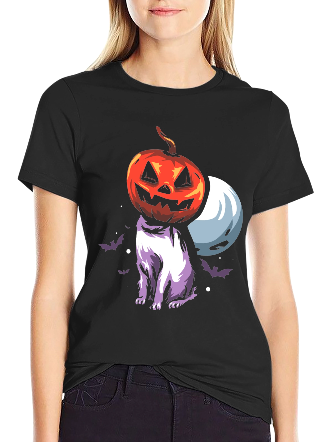 Halloween Pumpkin Cat T-Shirt - Spooky Season Tee