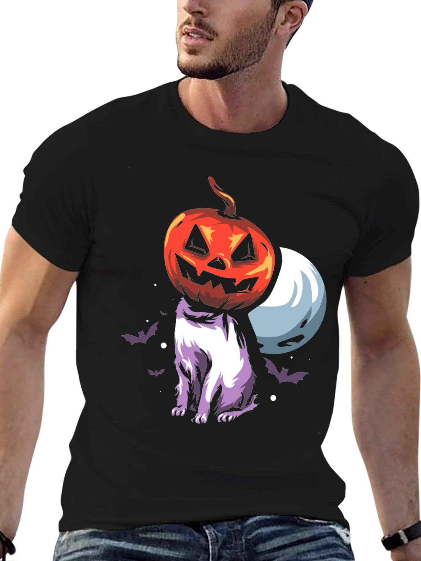 Halloween Pumpkin Cat T-Shirt - Spooky Season Tee