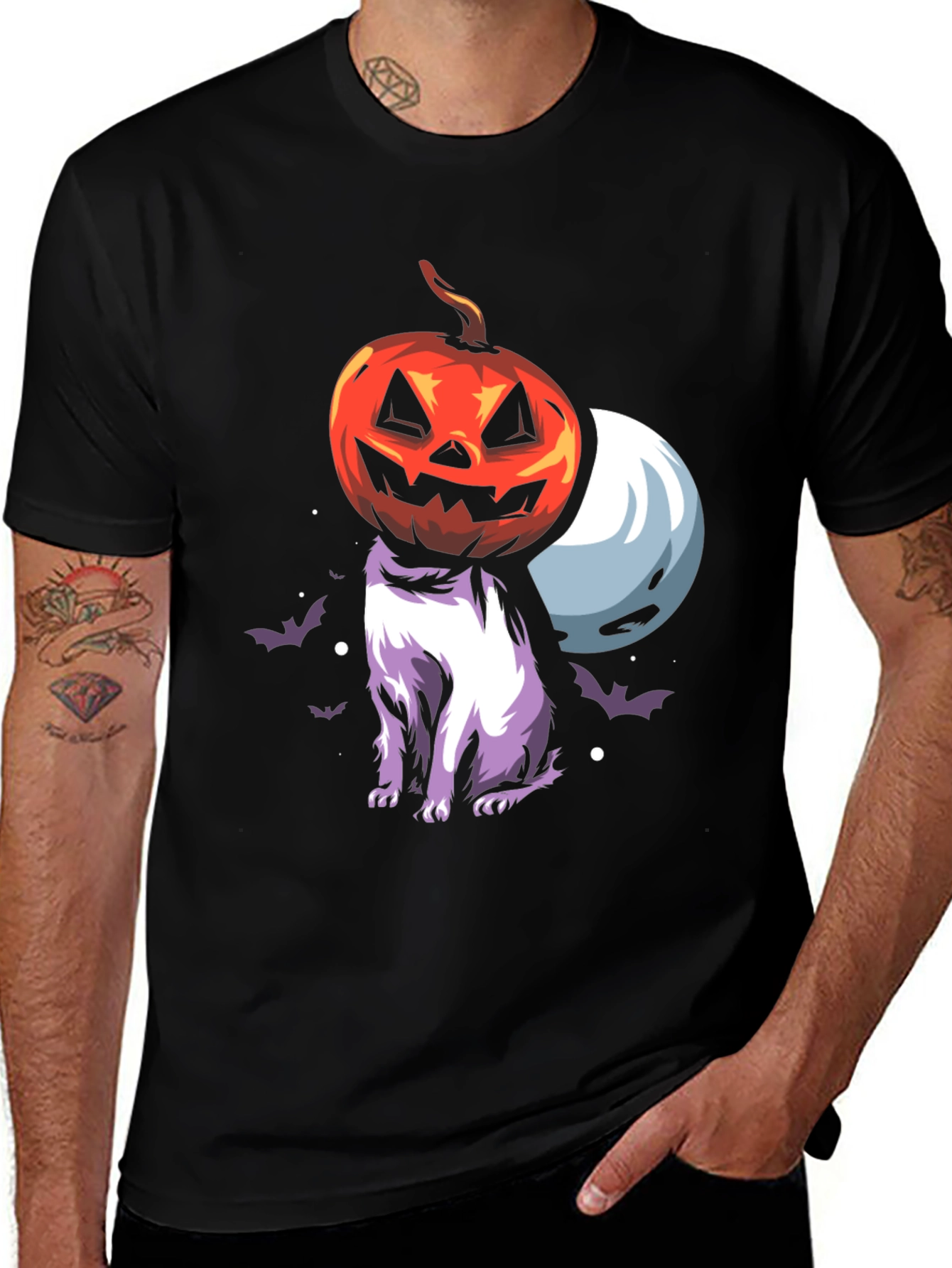 Halloween Pumpkin Cat T-Shirt - Spooky Season Tee