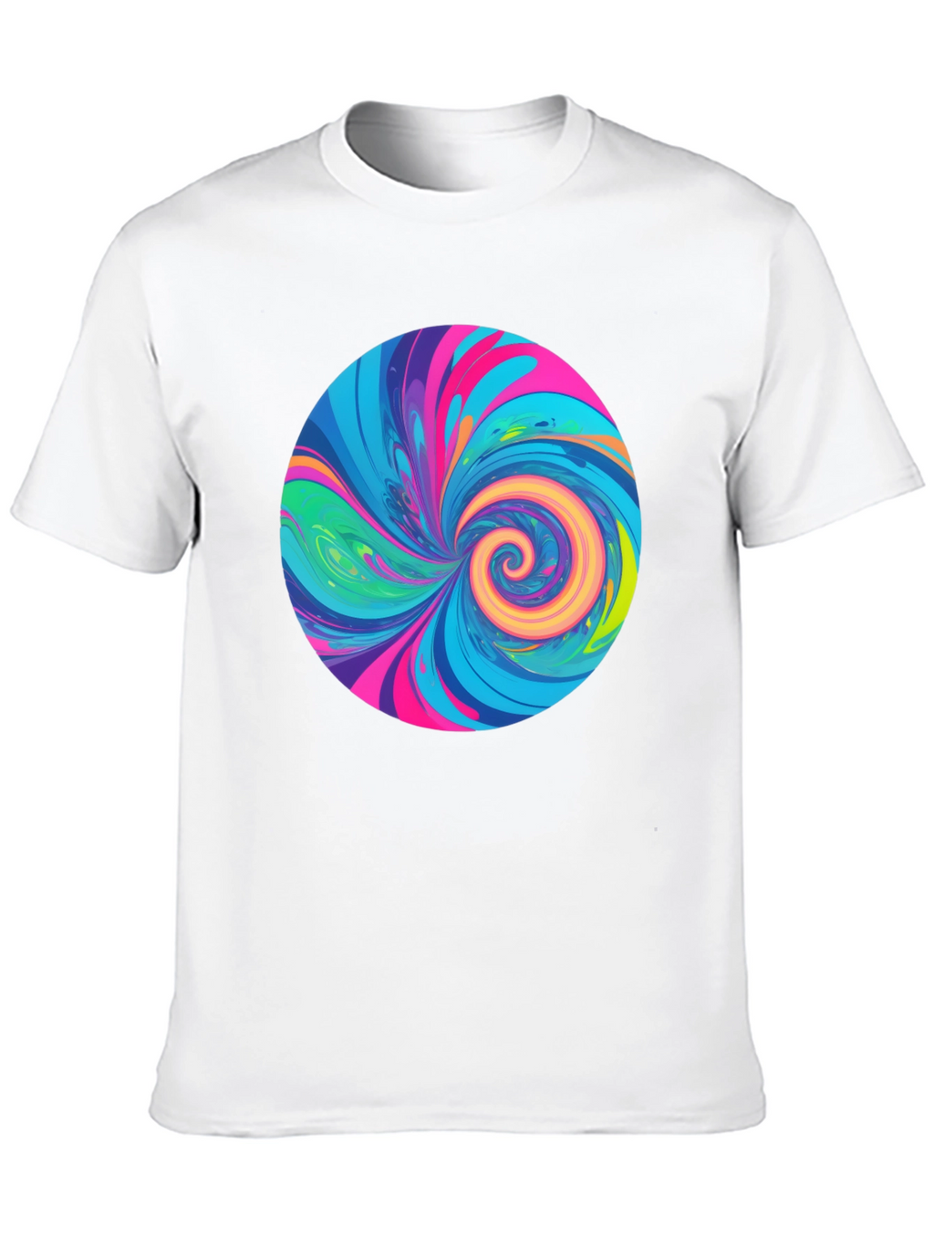 Vibrant Swirl Graphic Tee - Black Cotton T-Shirt