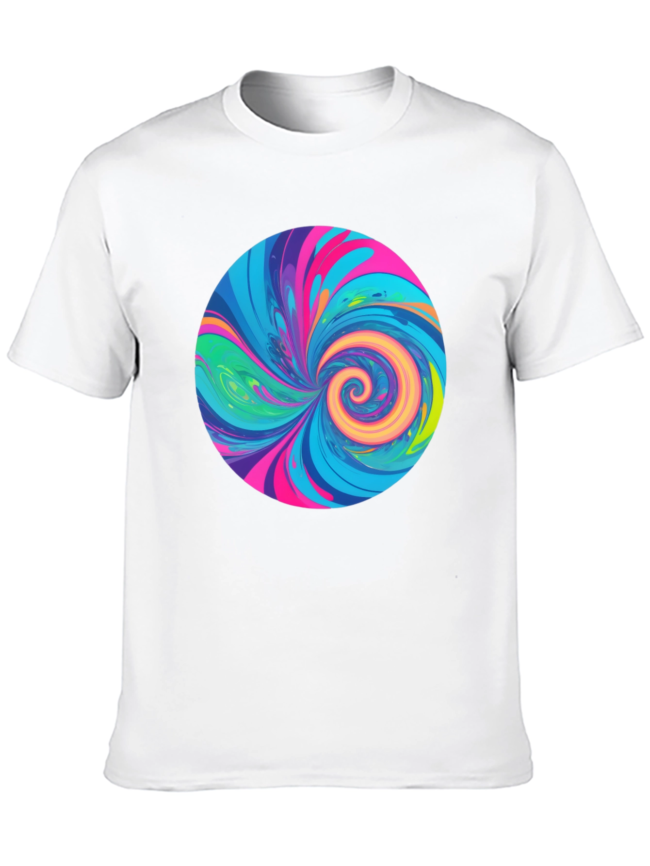 Vibrant Swirl Graphic Tee - Black Cotton T-Shirt