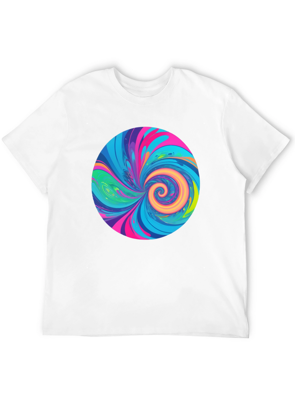 Vibrant Swirl Graphic Tee - Black Cotton T-Shirt