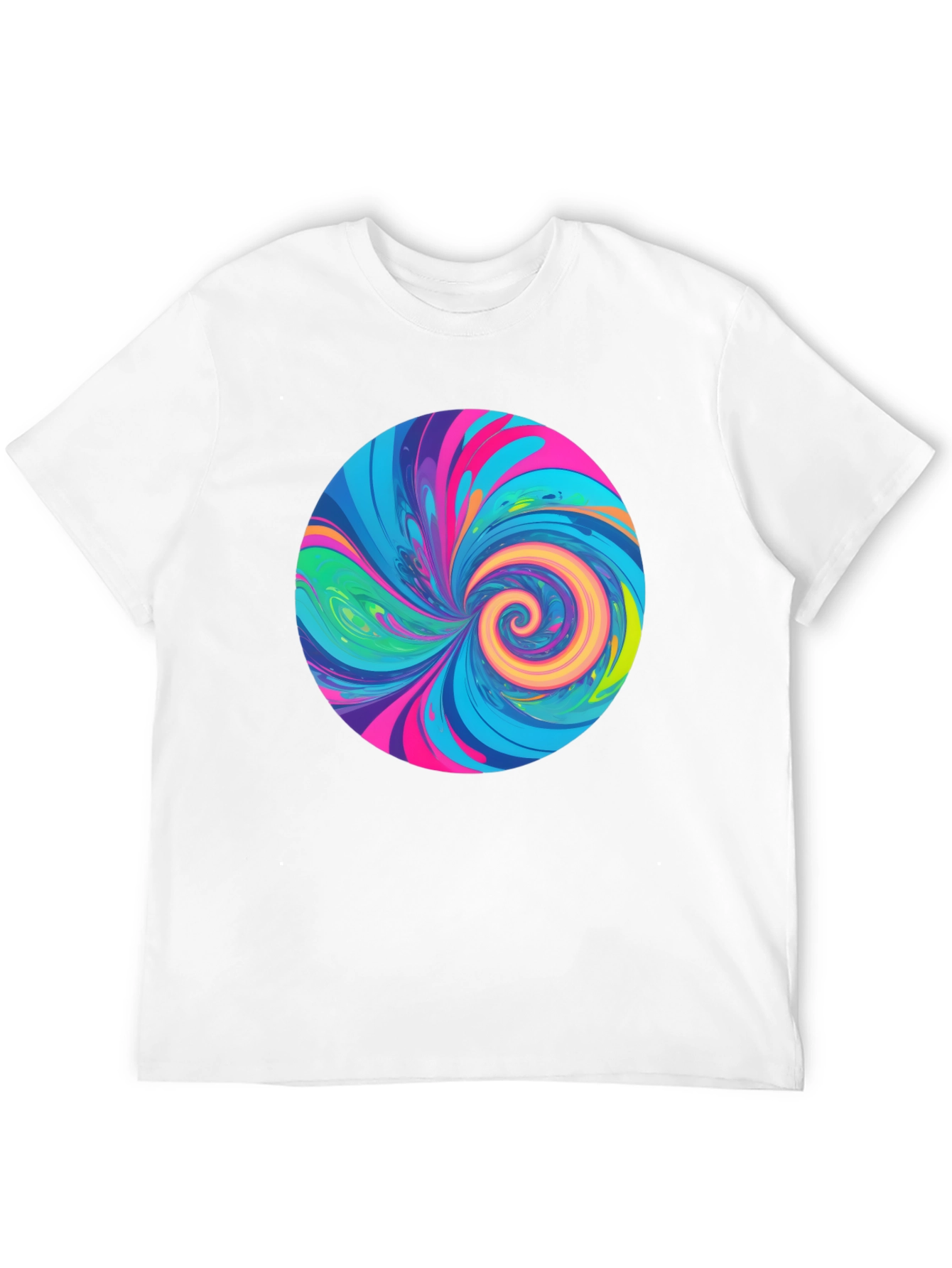 Vibrant Swirl Graphic Tee - Black Cotton T-Shirt