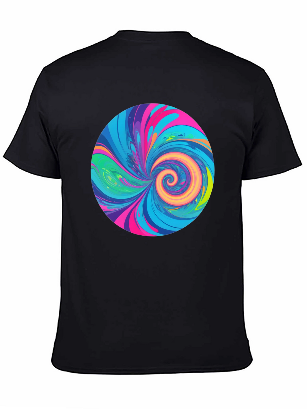 Vibrant Swirl Graphic Tee - Black Cotton T-Shirt