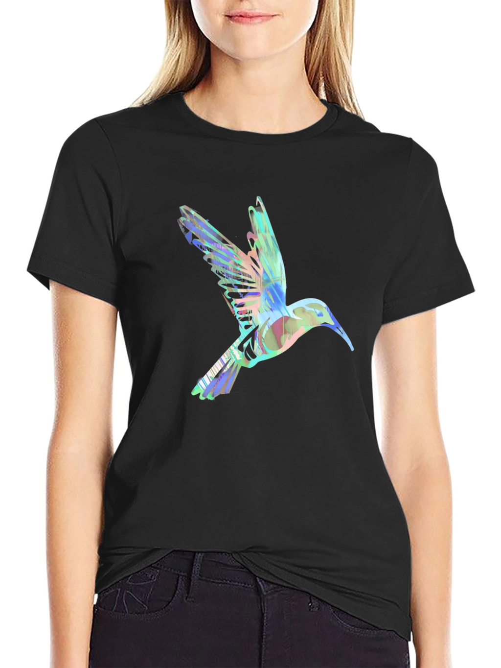 Hummingbird Graphic Tee - Artistic Black T-Shirt