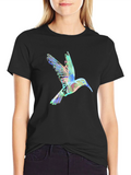 Hummingbird Graphic Tee - Artistic Black T-Shirt