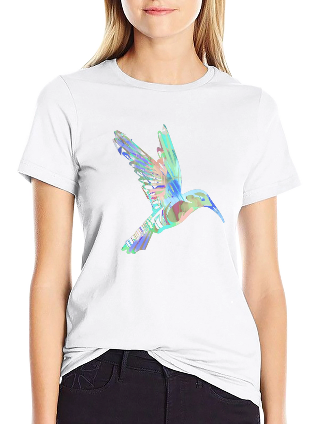 Hummingbird Graphic Tee - Artistic Black T-Shirt