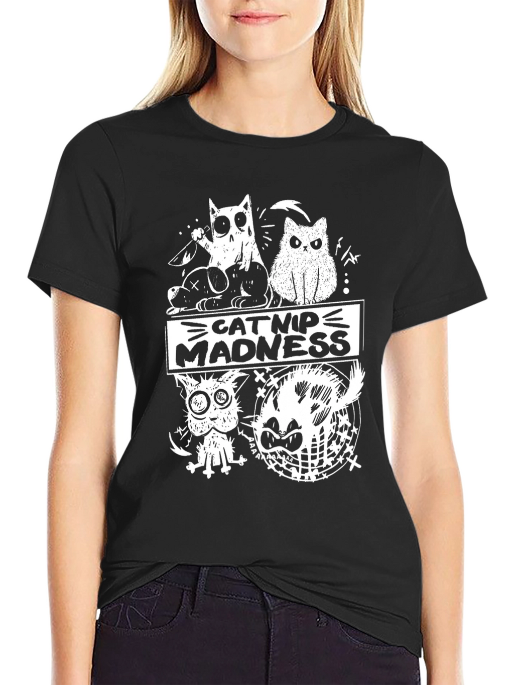 Catnip Madness Graphic Tee - Crazy Cat Design