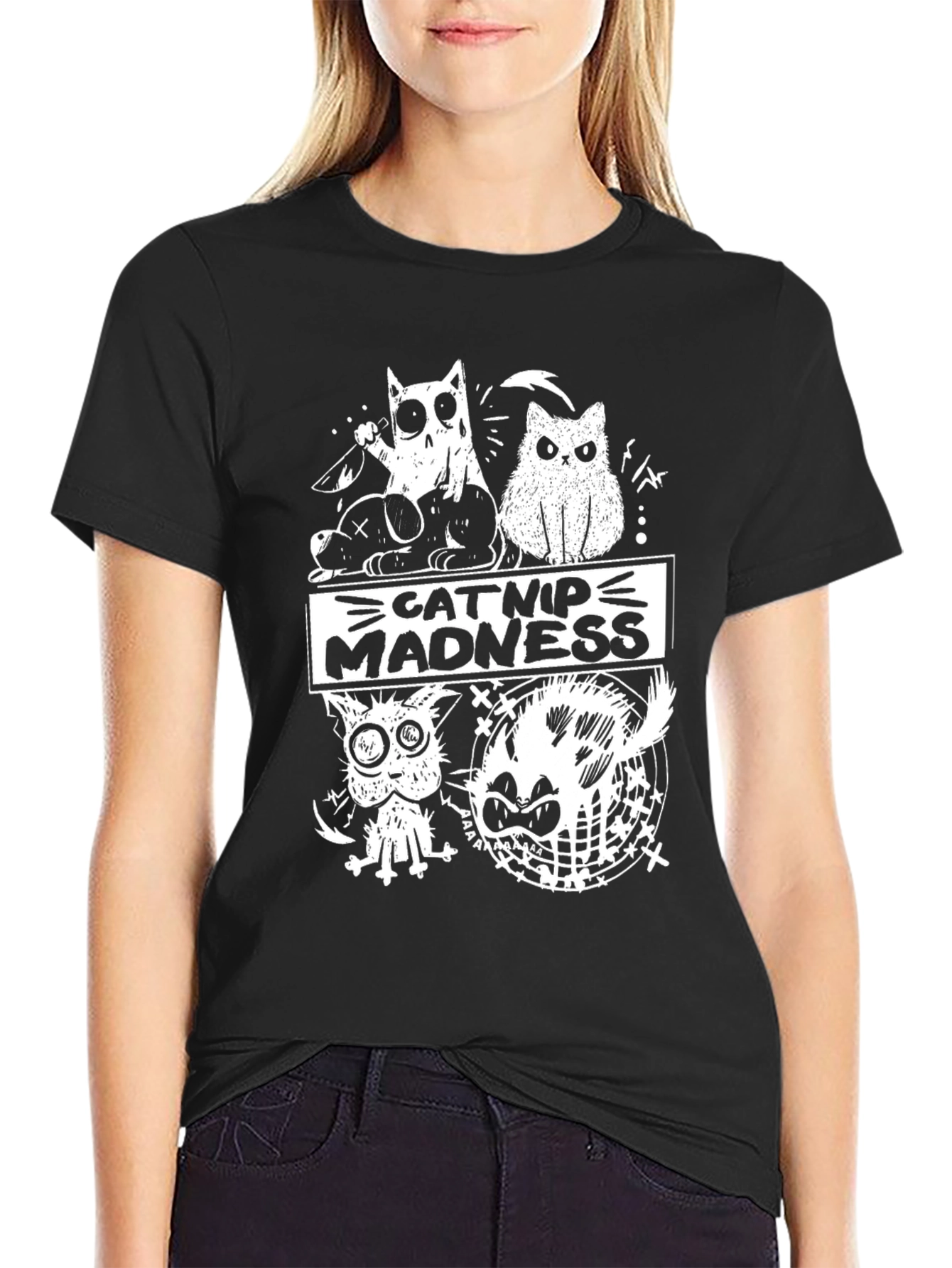Catnip Madness Graphic Tee - Crazy Cat Design