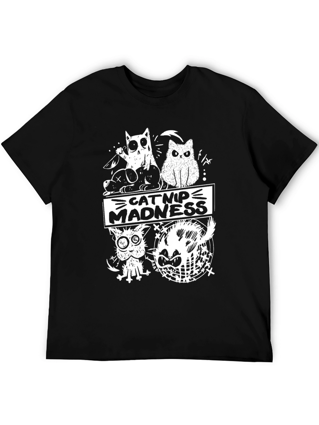 Catnip Madness Graphic Tee - Crazy Cat Design