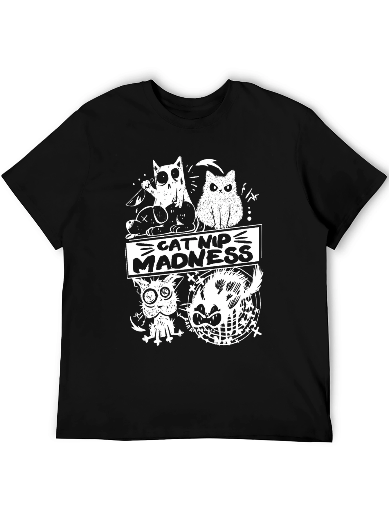 Catnip Madness Graphic Tee - Crazy Cat Design