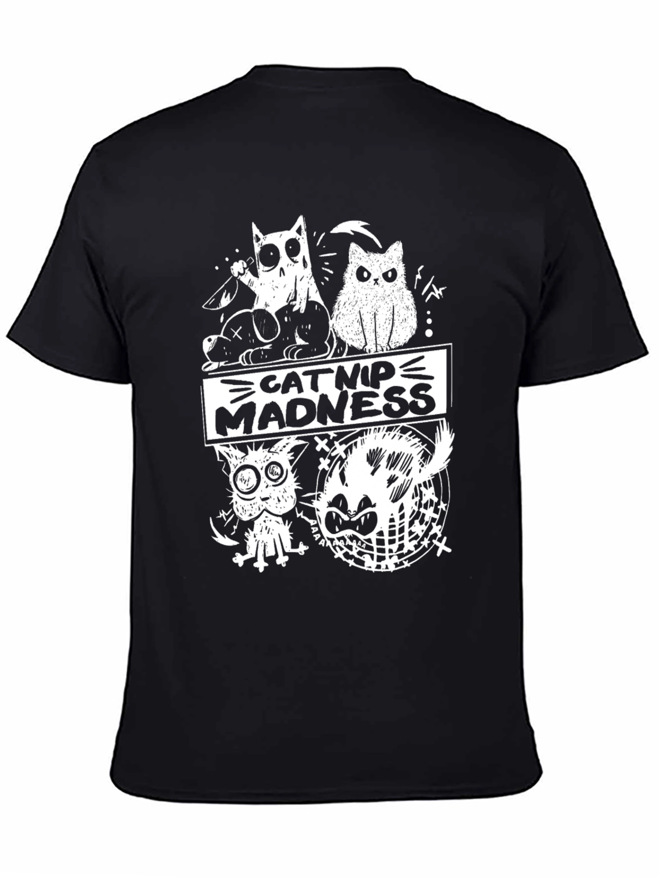 Catnip Madness Graphic Tee - Crazy Cat Design