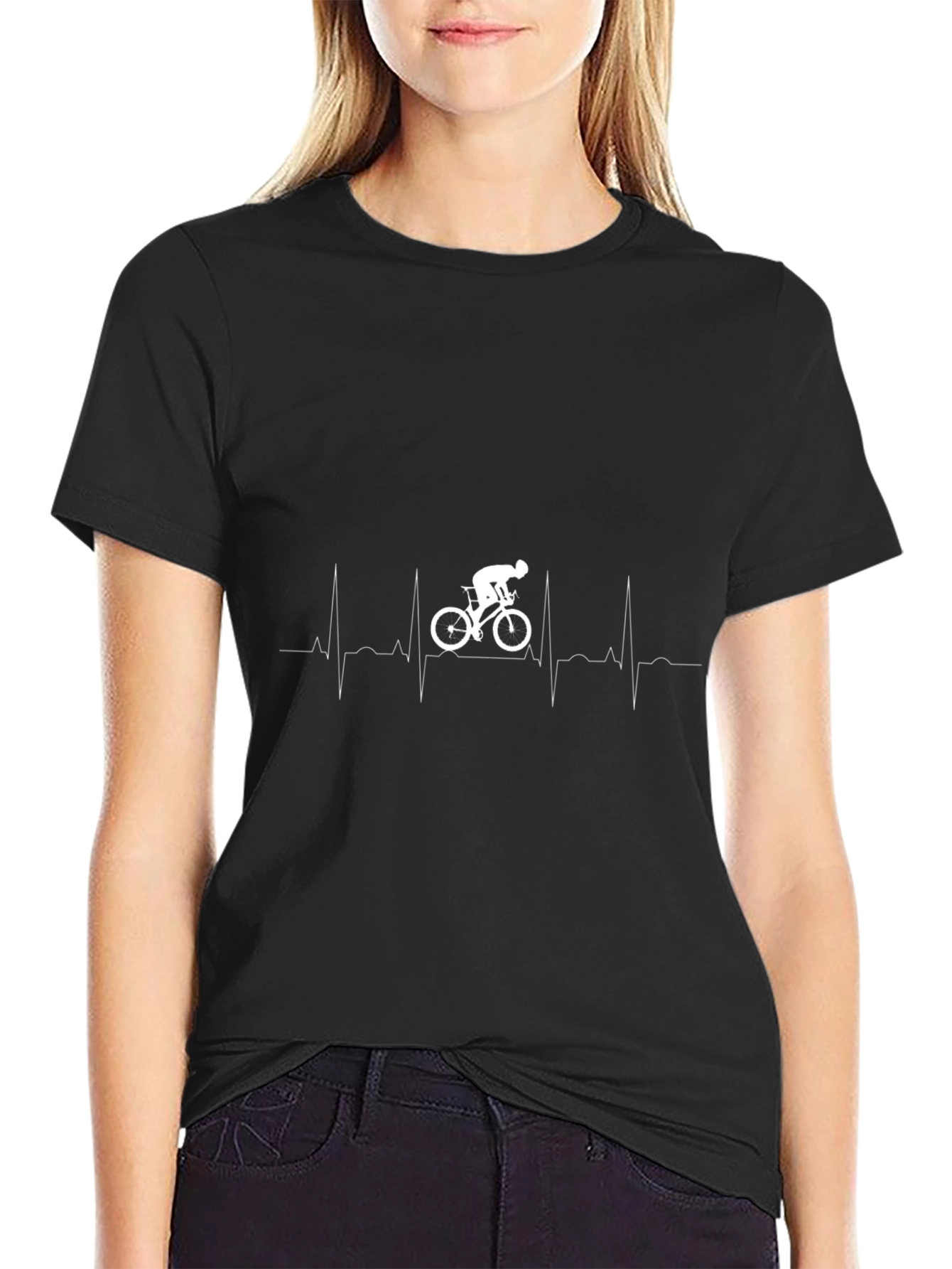 Cyclist Heartbeat T-Shirt - Black