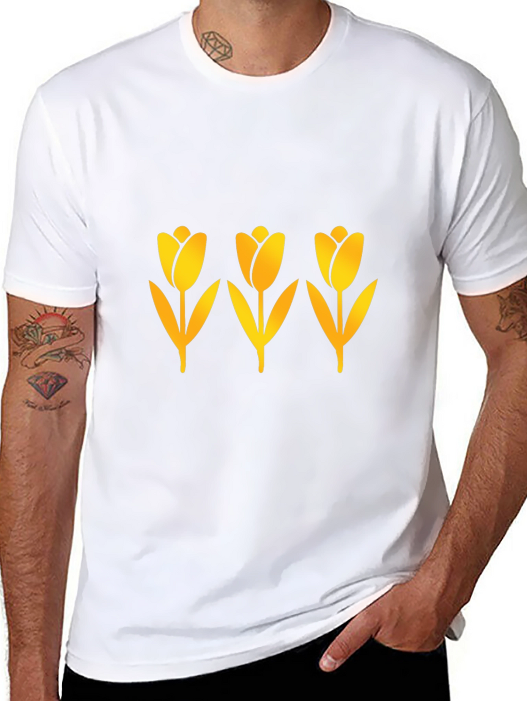 Mens Black Tulip Graphic Tee