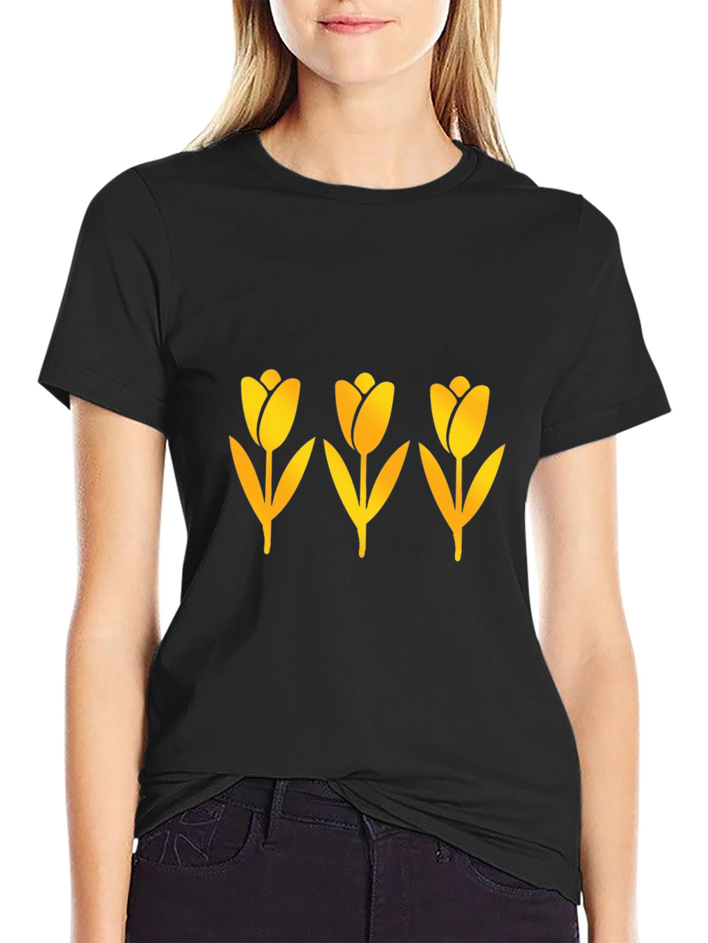 Mens Black Tulip Graphic Tee